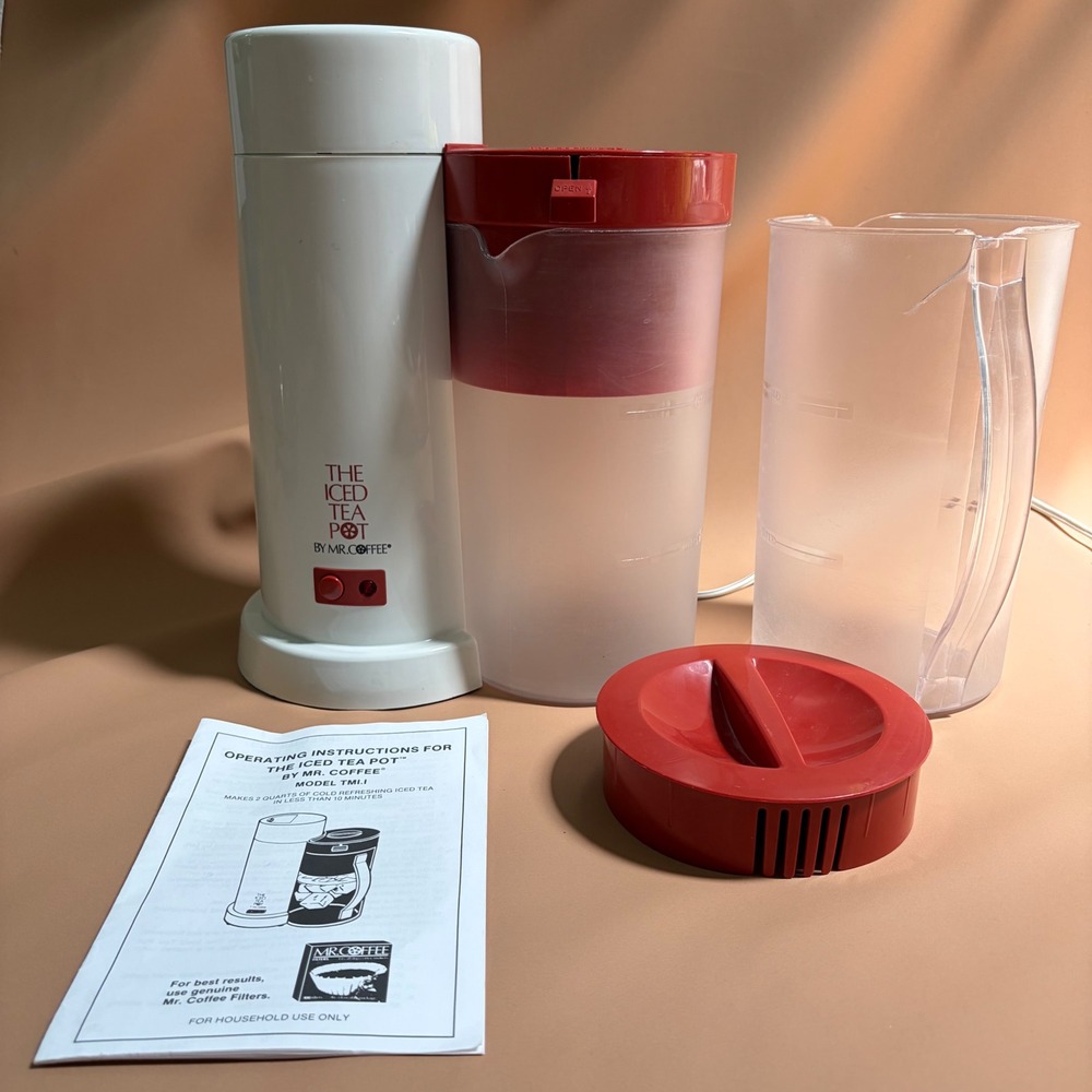 Mr Coffee The Iced Tea Pot TM1.1 Red 2 Quart Brewer with Extra Pitcher USA